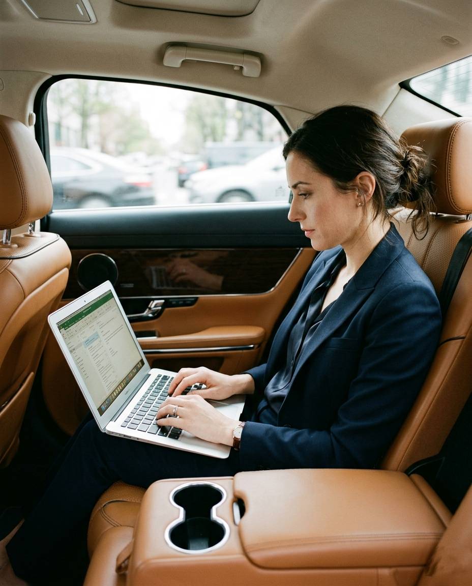 Limo Lux client with chauffeur for hourly and daily service in Boston